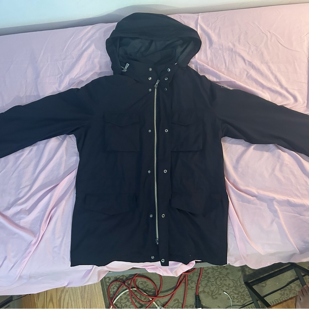 Brooks brothers navy blue utility/ raincoat jacket with removable hood